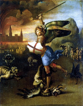 St Michael the Archangel defeating demons